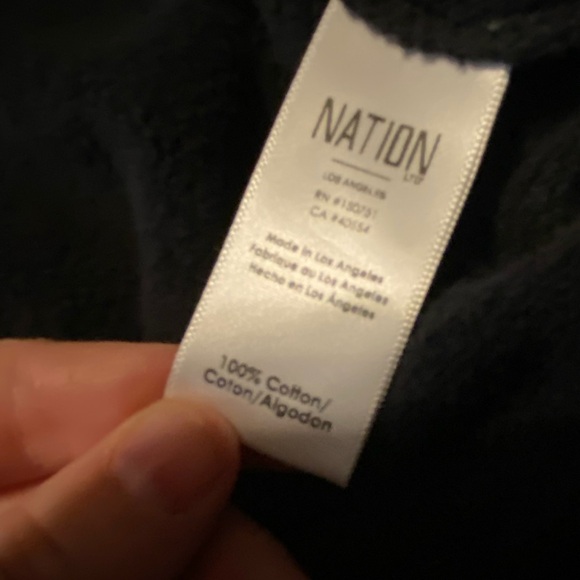 Nation Black Sweater With Velvet Tie Around The Neck Size Small NYE Holiday B5 - Picture 2 of 3